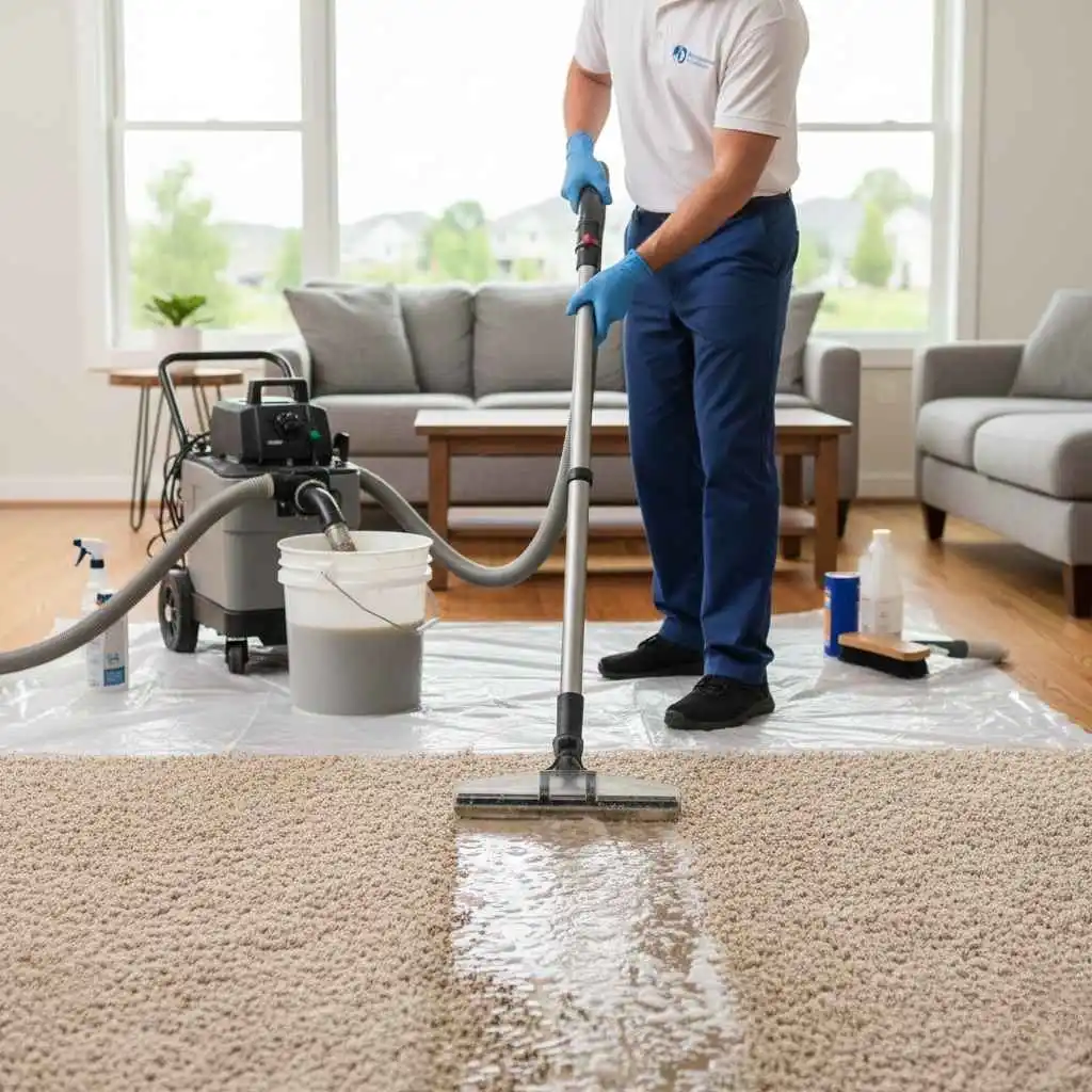 professional carpet cleaning equipment in use