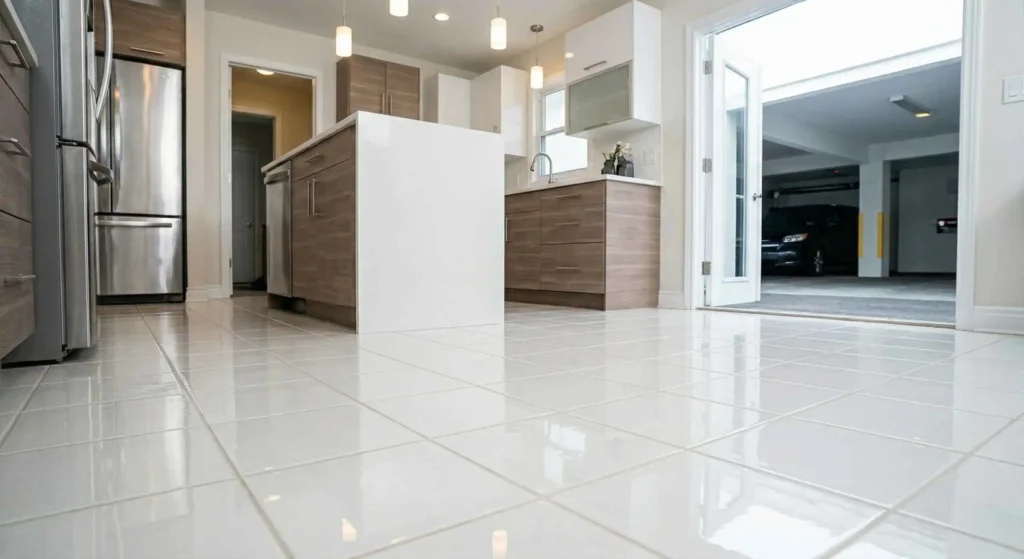 clean, shiny kitchen tiles