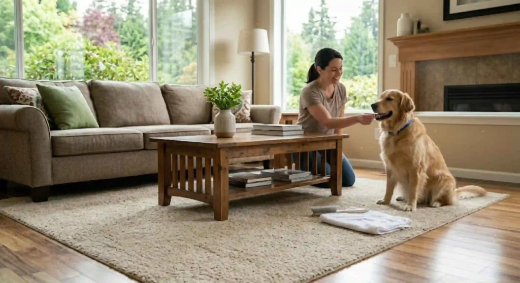 Clean, fresh carpet after pet-safe treatment in Auburn home