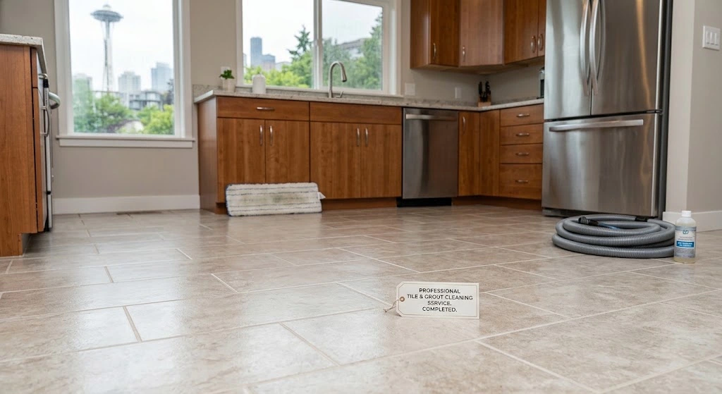 Clean tile and grout flooring after professional Seattle tile cleaning service